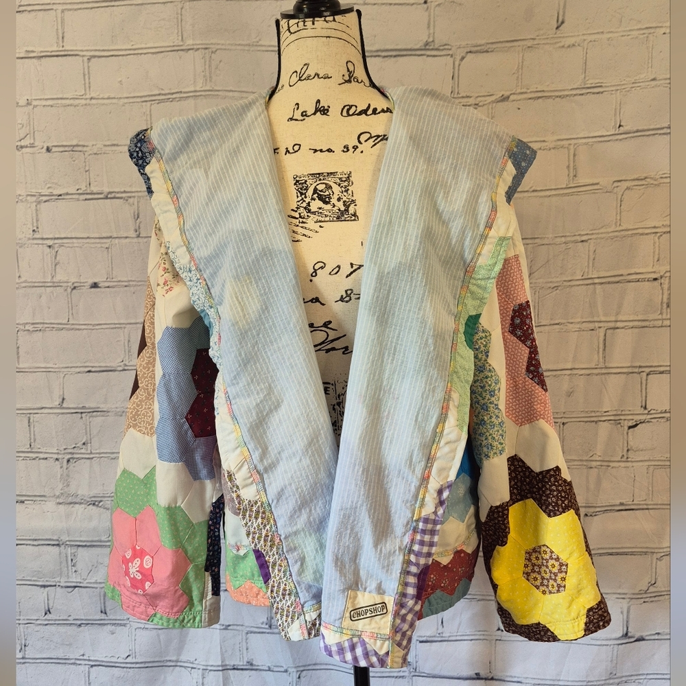 Quilted Patchwork Hooded Jacket - Multi Colored - Picture 2 of 6